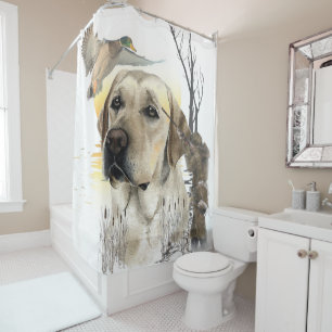 Labrador, duck hunting tapestry canvas print tript shower curtain