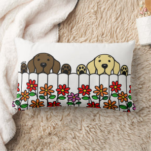 Labrador Duo Watching You Lumbar Pillow