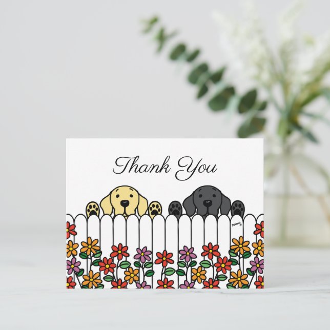 Labrador Duo Watching You Thank You Postcard (Standing Front)