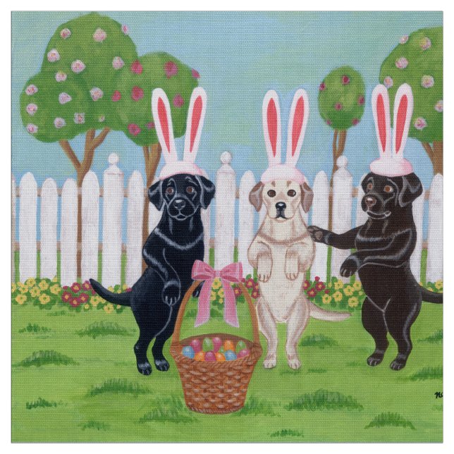 Labrador Easter Bunnies!! Fabric (Swatch)