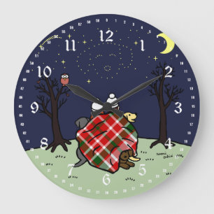 Labrador Family and Starry Sky Large Clock