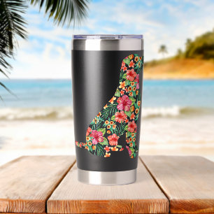 Labrador Flower Funny Silhouette Floral Women Men Insulated Tumbler