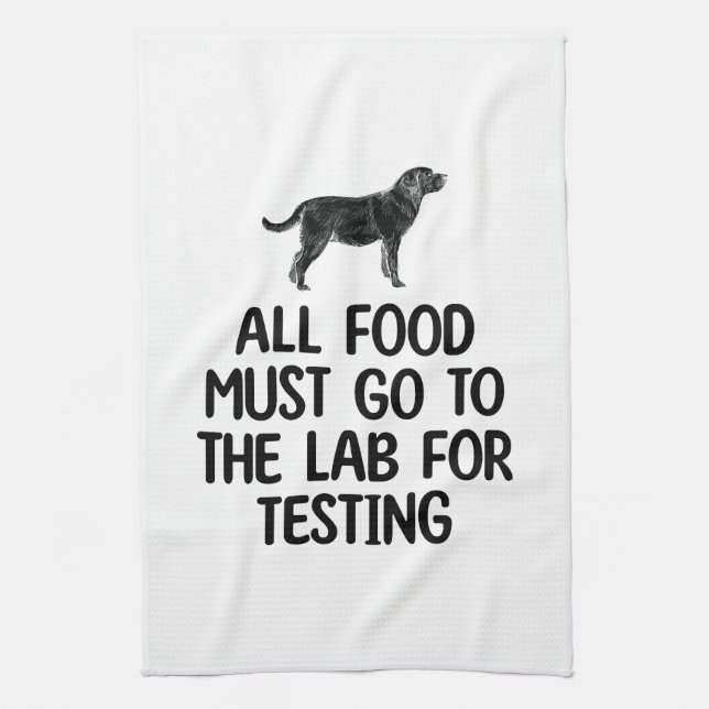 Labrador Food Lab Testing Squad Tea Towel (Vertical)