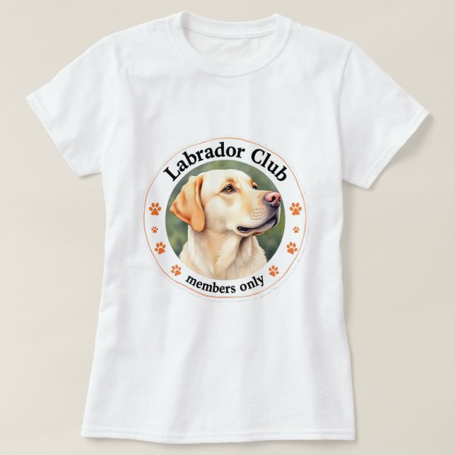 Labrador, gold coloured 'Club - Members Only' T-Shirt (Design Front)
