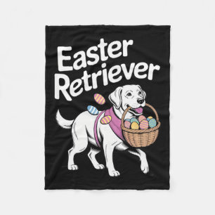 Labrador Golden Retriever Bunny Springs Eggs Easte Fleece Blanket