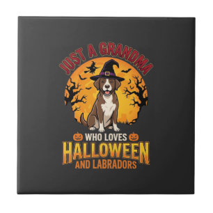 Labrador Halloween Grandma Dog Design_1 Ceramic Tile