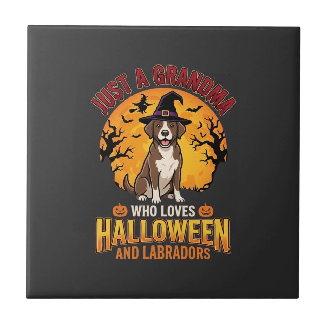 Labrador Halloween Grandma Dog Design_1 Ceramic Tile (Front)