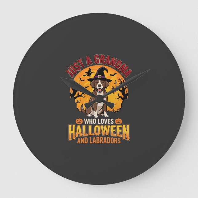 Labrador Halloween Grandma Dog Design_1 Large Clock (Front)
