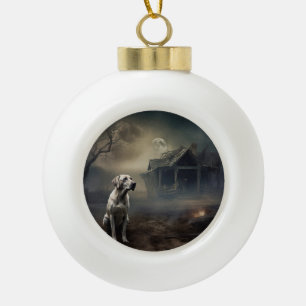 Labrador Halloween Scary Ceramic Ball Christmas Ornament