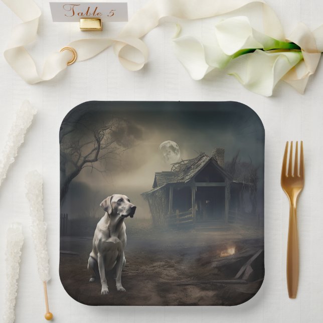 Labrador Halloween Scary Paper Plate (Wedding)