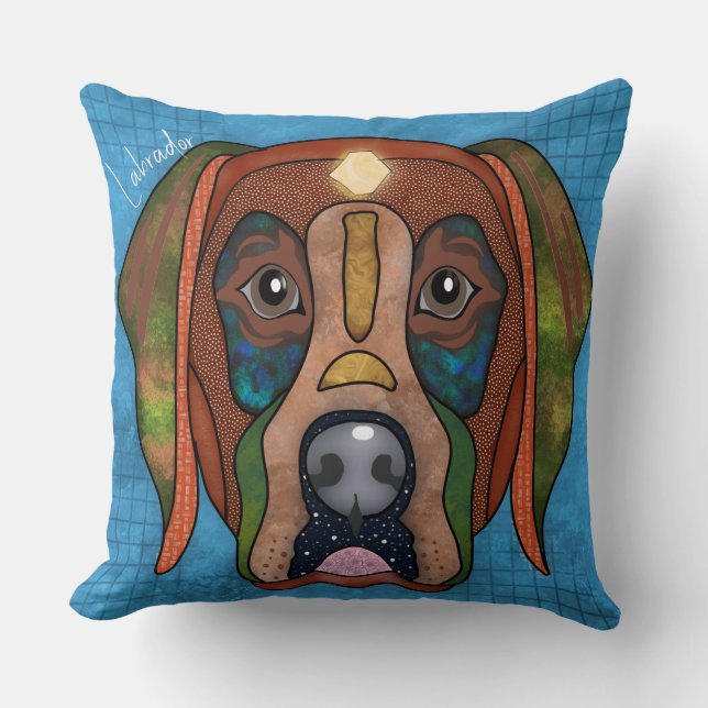 Labrador hand-painted Throw Pillow (Front)