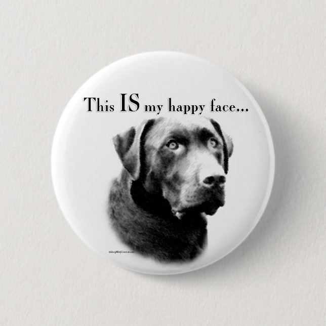 Labrador Happy Face 6 Cm Round Badge (Front)