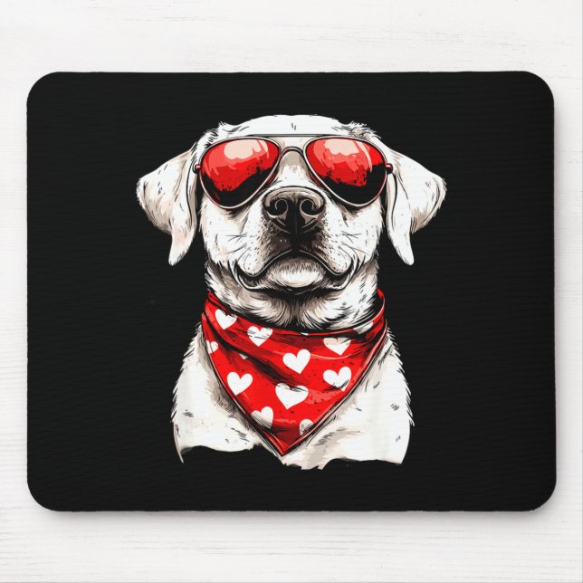 Labrador Heart Bandana Cool Lab Dog Lover Men Wome Mouse Pad (Front)