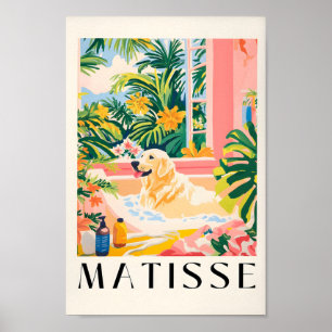Labrador In Bathtub, Matisse Style Dog Art Print,  Poster