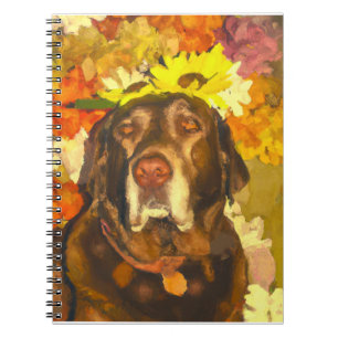 Labrador in flowers notebook