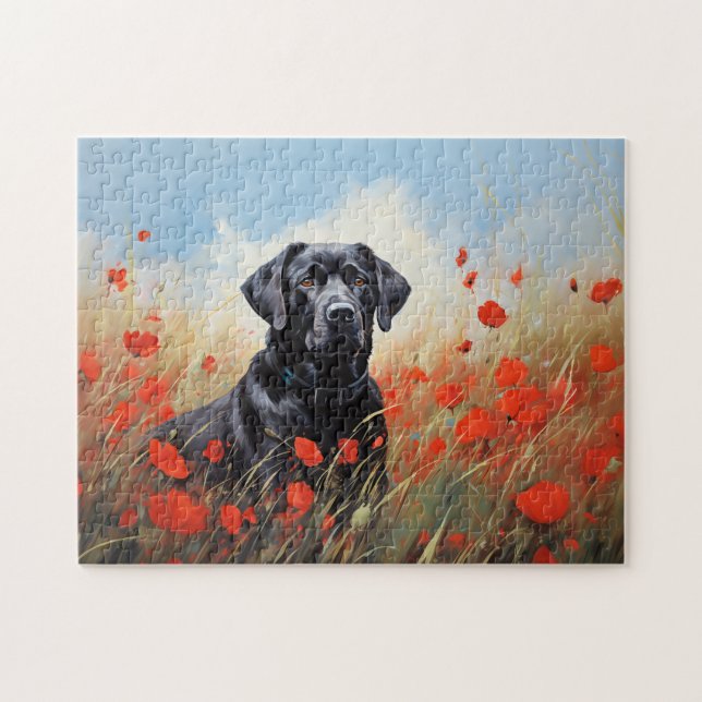 Labrador in poppies jigsaw puzzle (Horizontal)