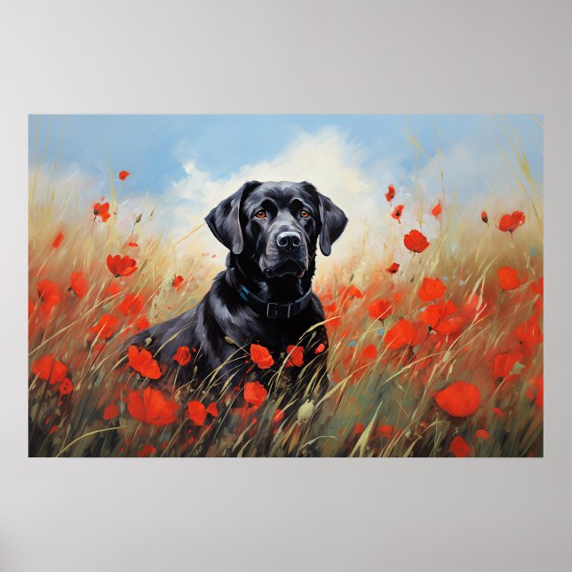 Labrador in poppies poster (Front)