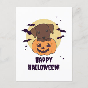 Labrador In Pumpkin Cute Dogs Happy Halloween Holiday Postcard