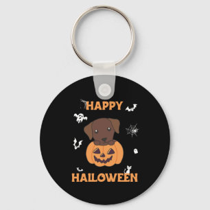 Labrador In Pumpkin Cute Dogs Happy Halloween Key Ring