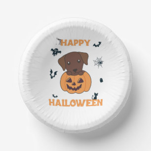 Labrador In Pumpkin Cute Dogs Happy Halloween Paper Plate
