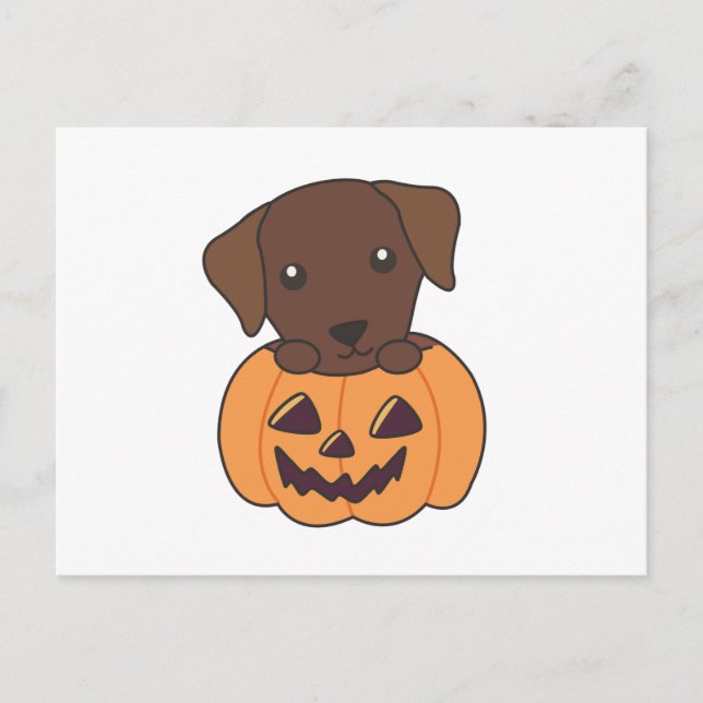 Labrador In Pumpkin Cute Dogs Happy Halloween Postcard (Front)