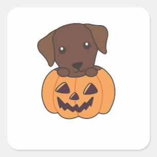 Labrador In Pumpkin Cute Dogs Happy Halloween Square Sticker