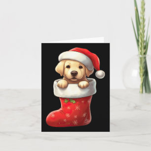 Labrador In Sock Christmas Santa Hat Xmas Dog Love Card