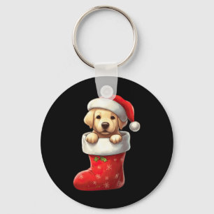 Labrador In Sock Christmas Santa Hat Xmas Dog Love Key Ring