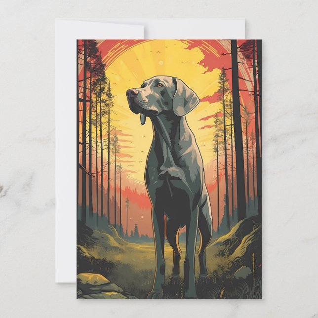 Labrador in the forest during sunset holiday card (Front)