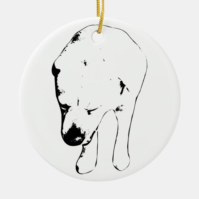 Labrador Keepsake, Gentle Head-Down Ceramic Ornament (Front)