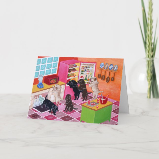 Labrador Kitchen Party Painting Card (Front)