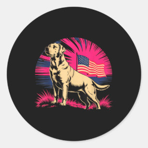 Labrador Lab Dog Lover Patriotic Dog 4th Of July  Classic Round Sticker