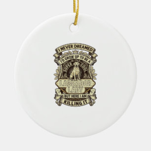 Labrador Lady Dog Crown Shield_1 Ceramic Ornament
