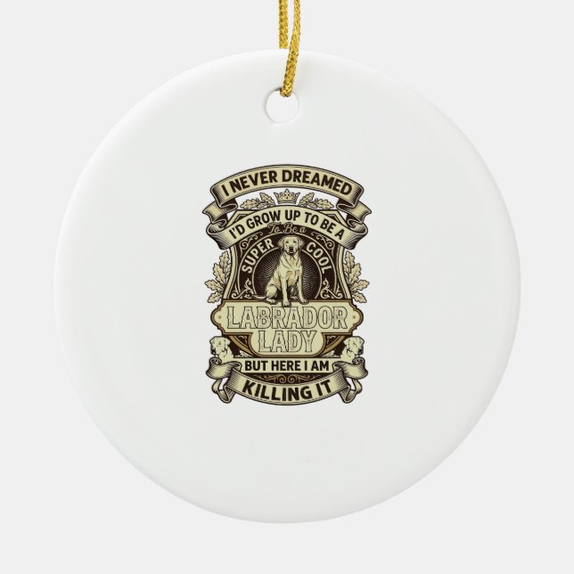 Labrador Lady Dog Crown Shield_1 Ceramic Ornament (Front)