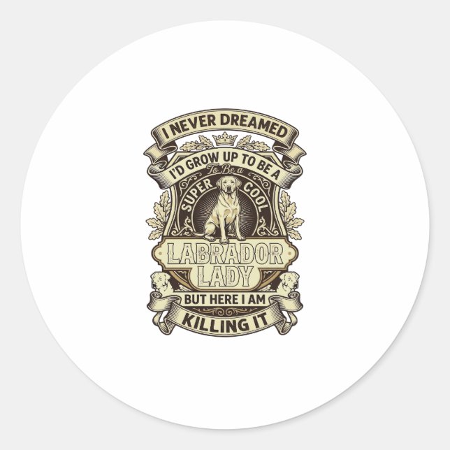 Labrador Lady Dog Crown Shield_1 Classic Round Sticker (Front)