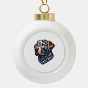 Labrador Lover Android Inspired Art Ceramic Ball Christmas Ornament