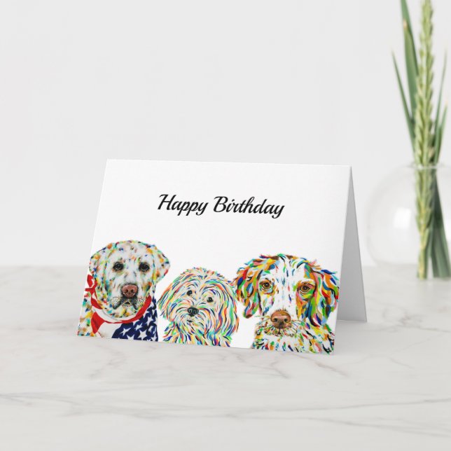 Labrador Maltipoo Brittany Spaniel Birthday Card (Front)