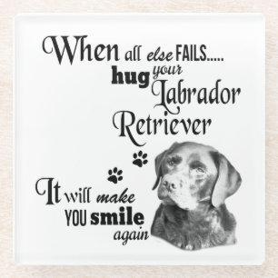 Labrador modern art cute dog breed slogan glass coaster