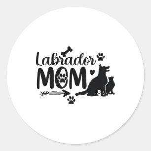 Labrador Mom SVG � Dog Silhouette & Paw Print Desi Classic Round Sticker