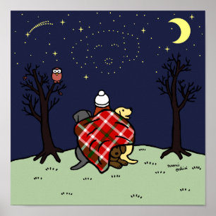 Labrador Mum and Starry Sky Poster
