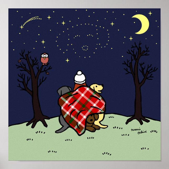 Labrador Mum and Starry Sky Poster (Front)