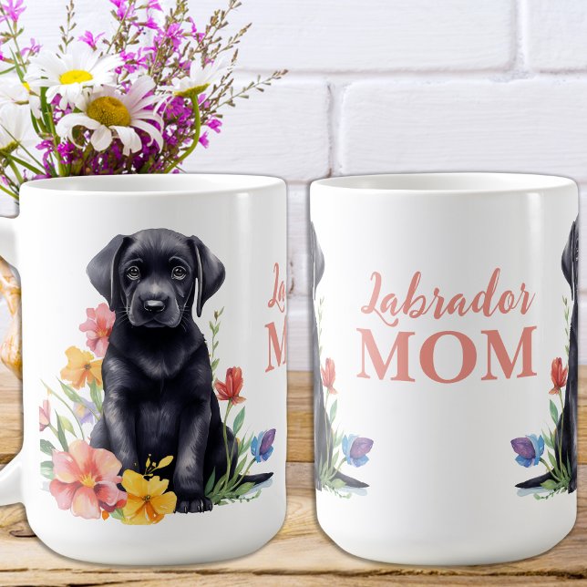 Labrador Mum Dog Cute Modern Floral Puppy  Coffee Mug (Creator Uploaded)