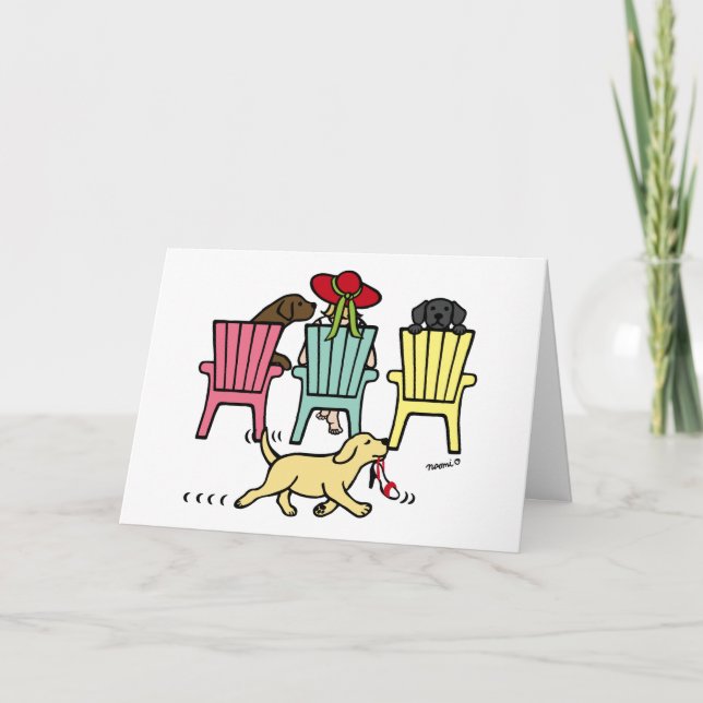 Labrador Mum Relaxing with her Kids Card (Front)
