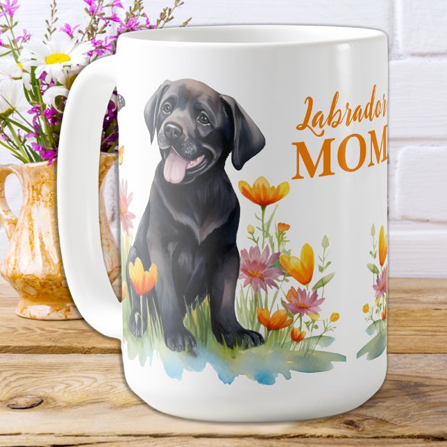 Labrador Mum Retriever Modern Floral Puppy Dog Coffee Mug (Creator Uploaded)