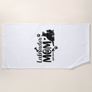 Labrador Mum SVG � Dog Silhouette & Paw Print Desi Beach Towel