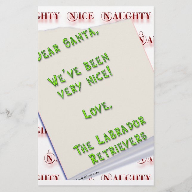 Labrador Naughty and Nice Stationery (Front)