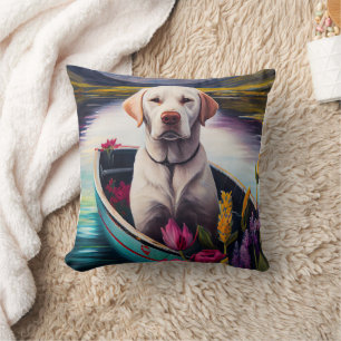 Labrador on a Paddle: A Scenic Adventure Cushion