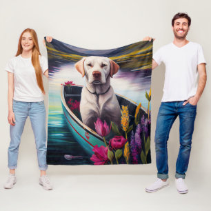 Labrador on a Paddle: A Scenic Adventure Fleece Blanket
