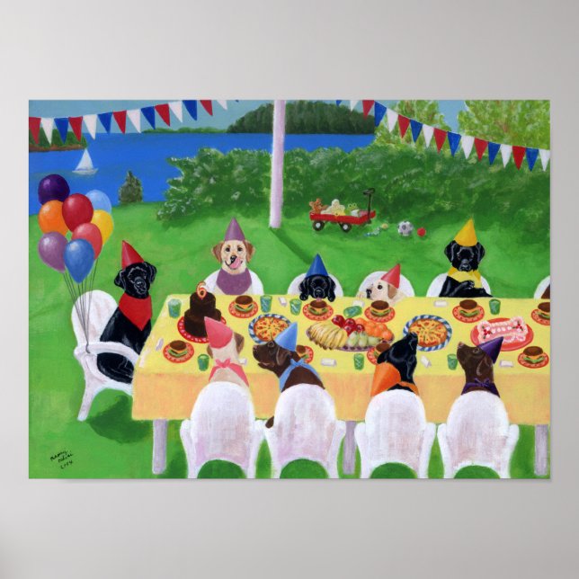 Labrador Party Artwork Poster (Front)