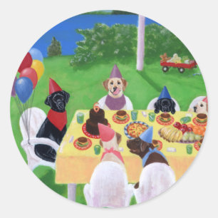 Labrador Party Classic Round Sticker